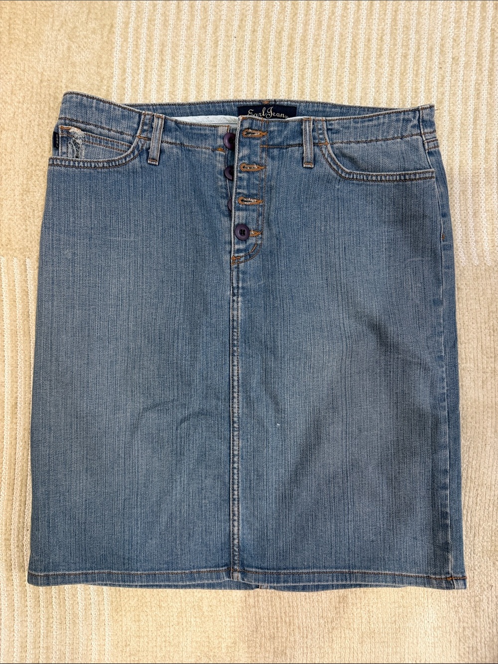 Earl Jeans Medium Blue Denim Button-Front Pencil Skirt